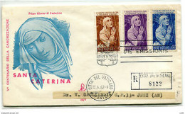 Vaticano FDC Venetia 1962 Santa Caterina  Viaggiata Racc. Per L'Italia - FDC