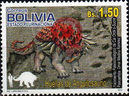 Bolivia 2018 ** CEFIBOL 2390A Issued 2012 ECOBOL CB #2144 Ankylosaurus Footprints, AgBC Enabled. Only 50 Known. - Bolivia