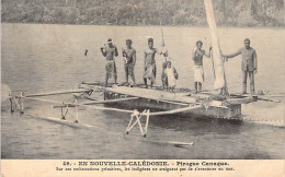 Nouvelle Calédonie - Pirogue Canaque  - Animé - Carte Postale Ancienne - Nueva Caledonia