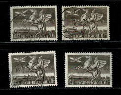 1949 810A° X 4 (80€) : - Centenaire Premier Timbre - Postillon, Train, Avion. Postiljon Te Paard, Trein, Vliegtuig. - Oblitérés