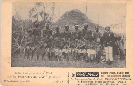 Nouvelle Calédonie - Tribu Indigène Et Son Chef Sur Les Propriétés Du Café Jouve - Animé  - Carte Postale Ancienne - New Caledonia