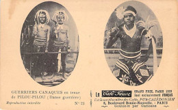 Nouvelle Calédonie - Guerriers Canaques En Tenue De Pilou Pilou ( Danse Guerrière) - Café Jouve- Carte Postale Ancienne - Nouvelle-Calédonie