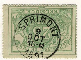 D068  SPRIMONT       POSTSTEMPEL  OP SPOORWEGZEGEL N°10 - Usados