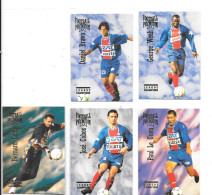 DX02 - CARTES PANINI FOOTBALL PREMIUM 1995 - PSG - GEORGE WEAH - BERNARD LAMA - PAUL LE GUEN - JOE COBOS - DANIEL BRAVO - Tarjetas