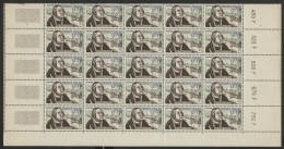 N° 1054 12 Fr + 3 Fr FRANCOIS De TASSIS Panneau De 25 Ex. Neufs ** Cote 75 € - Full Sheets