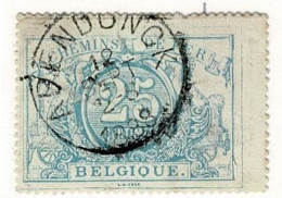 D070  ARENDONCK       POSTSTEMPEL  OP SPOORWEGZEGEL N°10  KLEURVARIANT BLAUWGROEN - Usados