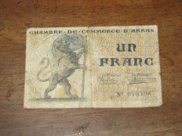 Un Franc Chambre De Commerce D'ARRAS   1923 - Cámara De Comercio