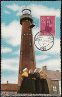 Pays-Bas 1958 Y&T 687 Sur Carte Maximum. Costumes Régionaux. Scheveningen, Phare - Leuchttürme