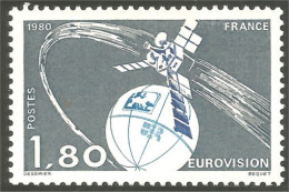 350 France Yv 2073 Eurovision TV Télévision Satellite Communication MNH ** Neuf SC (2073-1b) - Telecom