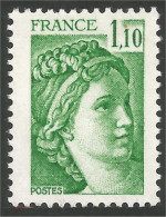 350 France Yv 2058 Sabine De Gandon 1 F 10 Vert Green 1979 MNH ** Neuf SC (2058-1b) - 1977-1981 Sabine Of Gandon