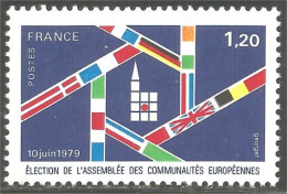 350 France Yv 2050 Elections Européennes European Drapeaux Flags MNH ** Neuf SC (2050-1b) - Briefmarken