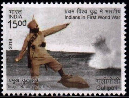 India 2019 World War,Major Battle Theatres,Gallipoli,Turkey, Indian,Bomb,1v Mint Stamp, MNH (**) Inde Indien - Neufs