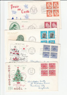 Collection 1964 - 1968  Blk Of 4 FDCs CHRISTMAS Stamps CANADA To GB Cover Fdc - 1961-1970