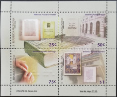 Argentina 2000 Souvenir Sheet Popular Libraries National Library Library For The Blind Book Architecture Mint - Blokken & Velletjes