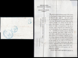 Valladolid - 1857 - Carta Impresa Marca "admón. Principal Valladolid" + Mat Fech. Tp. I Azul + Porteo "8" Azul - Cartas & Documentos