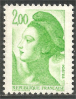 351 France Yv 2188 Liberté De Gandon 2 F Vert Green MNH ** Neuf SC (2188-1b) - 1982-1990 Liberté De Gandon