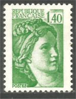 351 France Yv 2154 Sabine De Gandon 1 F 40 Vert Green 1981 MNH ** Neuf SC (2154-1b) - 1977-1981 Sabine (Gandon)