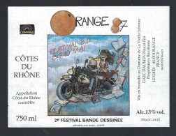 Etiquette Vin   2ème Festival Bd Orange 1987  Côtes Du Rhône  Daumen Père Et Fils  Orange 84 - Côtes Du Rhône