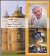 BEQUIA GRENADINES 2014 MNH Pope Francis Meets Queen Elizabeth II. 1409 S/S – OFFICIAL ISSUE – DHQ49610 - Pausen