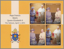 BEQUIA GRENADINES 2014 MNH Pope Francis Meets Queen Elizabeth II. 1410 M/S – OFFICIAL ISSUE – DHQ49610 - Päpste