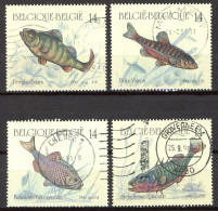 BE   2383 - 2386   Obl.   ---   Nature : Poissons  --  Timbres Du Carnet B20 - Gebraucht