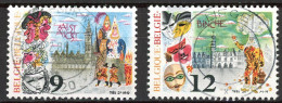 BE   2200 - 2201   Obl.   ---   Folklore Alost Et Binche Villes De Carnaval  --  Belles Oblitérations Centrales - Usati