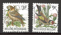 BE   2189 - 2190   Obl.   ---   Oiseaux Buzin : Gros Bec Et Chardonneret  --  Belles Oblitérations Centrales Liège - Gebraucht