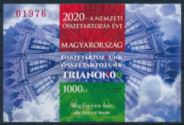 ** 2020 A Nemzeti összetartozás éve - Trianon Vágott Blokk Piros Sorszámmal (8.000) - Altri & Non Classificati
