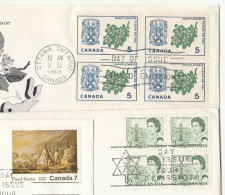 NATIVE AMERICAN INDIANS 3 Diff CANDADA FDCs 1965 - 1971  Blk 4 Stamps Cover - Indiens D'Amérique
