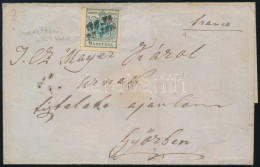 ~1850 9kr Lemezhibával, Levélen / With Plate Flaw, On Cover "BAJA" - Győr - Altri & Non Classificati