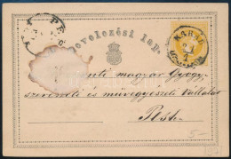 1870 2kr Díjjegyes Levelezőlap "KARÁD" - "PEST" - Autres & Non Classés