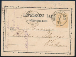 1871 2kr Díjjegyes Levelezőlap "SZEPES-OLASZI" (Gudlin 250 P) - Autres & Non Classés