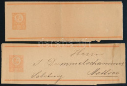 1872 2 Db 2kr Díjjegyes Címszalag, Az Egyik Használatlan - Autres & Non Classés