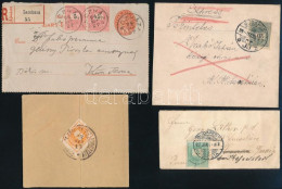 1893-1899 4 Db Küldemény, Közte újságcímszalag, Németország Nyomtatvány Utánküldve, Expressz, Ajánlott Zárt Levelezőlap - Other & Unclassified