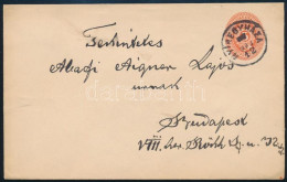 1899 5kr Díjjegyes Levél "NYÍREGYHÁZA" - "BUDAPEST" Kiállítási Minőségben - Other & Unclassified