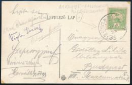 ~1905 Képeslap Turul 5f Bérmentesítéssel "M.SZIGET - MISKOLCZ - (PÜSPÖKLADÁNY)" Vasúti Bélyegzéssel Budapestre Küldve - Altri & Non Classificati