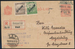 1919 Ajánlott UPU Díjjegyes Levelezőlap Köztársaság 5f + 20f Díjkiegészítéssel Németországba Küldve / PS-card With 25f A - Andere & Zonder Classificatie