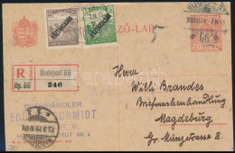1919 Ajánlott UPU Díjjegyes Levelezőlap Köztársaság 5f + 20f Díjkiegészítéssel Németországba Küldve / PS-card With 25f A - Other & Unclassified