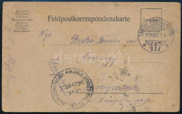 1918 Tábori Posta Levelezőlap "M.KIR. 3. HONVÉD GYALOGOS EZREDPARANCSNOKSÁG / LEVÉLBÉLYEGZŐ" , "TÁBORI POSTAHIVATAL 417" - Sonstige & Ohne Zuordnung