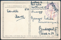 1915 Tábori Posta Képeslap "ZENSURIERT / S.M.S. GÄA" Budapestre Küldve - Andere & Zonder Classificatie