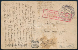 1917 Tábori Posta Képeslap Piros "BRIEFZENSUR / Des K.u.k. Seeflugleitung Pola" (szakadt / Torn) - Andere & Zonder Classificatie