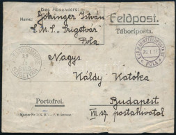 1917 Tábori Posta Levél / Field Post Cover "S.M.S. SZIGETVÁR" - Altri & Non Classificati