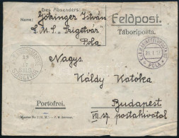 1917 Tábori Posta Levél / Field Post Cover "S.M.S. SZIGETVÁR" - Other & Unclassified