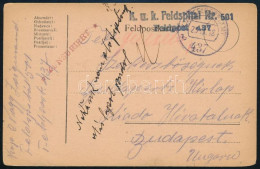 1918 Tábori Posta Levelezőlap "K.u.k. Feldspital Nr. 501." + "FP 437 B" - Autres & Non Classés