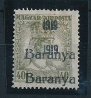 * Baranya I. 1919 Zita 40f Kettős Felülnyomással, Bodor Vizsgálójellel - Other & Unclassified