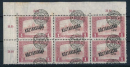 ** Nagyvárad 1919 Parlament/Köztársaság 1K ívsarki 6-os Látványosan Eltolódott Felülnyomással, Bodor Vizsgálójellel (roz - Other & Unclassified