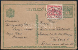 1919 8f Díjjegyes Levelezőlap Csehszlovák Bélyeggel Díjkiegészítve "LÉVA" - Wien - Sonstige & Ohne Zuordnung