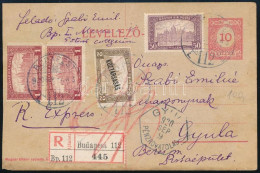 1920 Ajánlott 10f Díjjegyes Levelezőlap Parlament 50f + 2 X 1K + Köztársaság/Parlament 2K Díjkiegészítéssel "BUDAPEST" - - Other & Unclassified