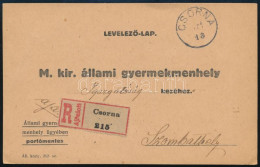 1921 Ajánlott Portómentes Levelezőlap "CSORNA" - "SZOMBATHELY" - Altri & Non Classificati