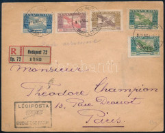 1924. Máj. 6. Ajánlott Légi Levél Párizsba Ikarusz Bélyegekkel és Koronás Madonna 5000K Négyescsíkkal - Other & Unclassified
